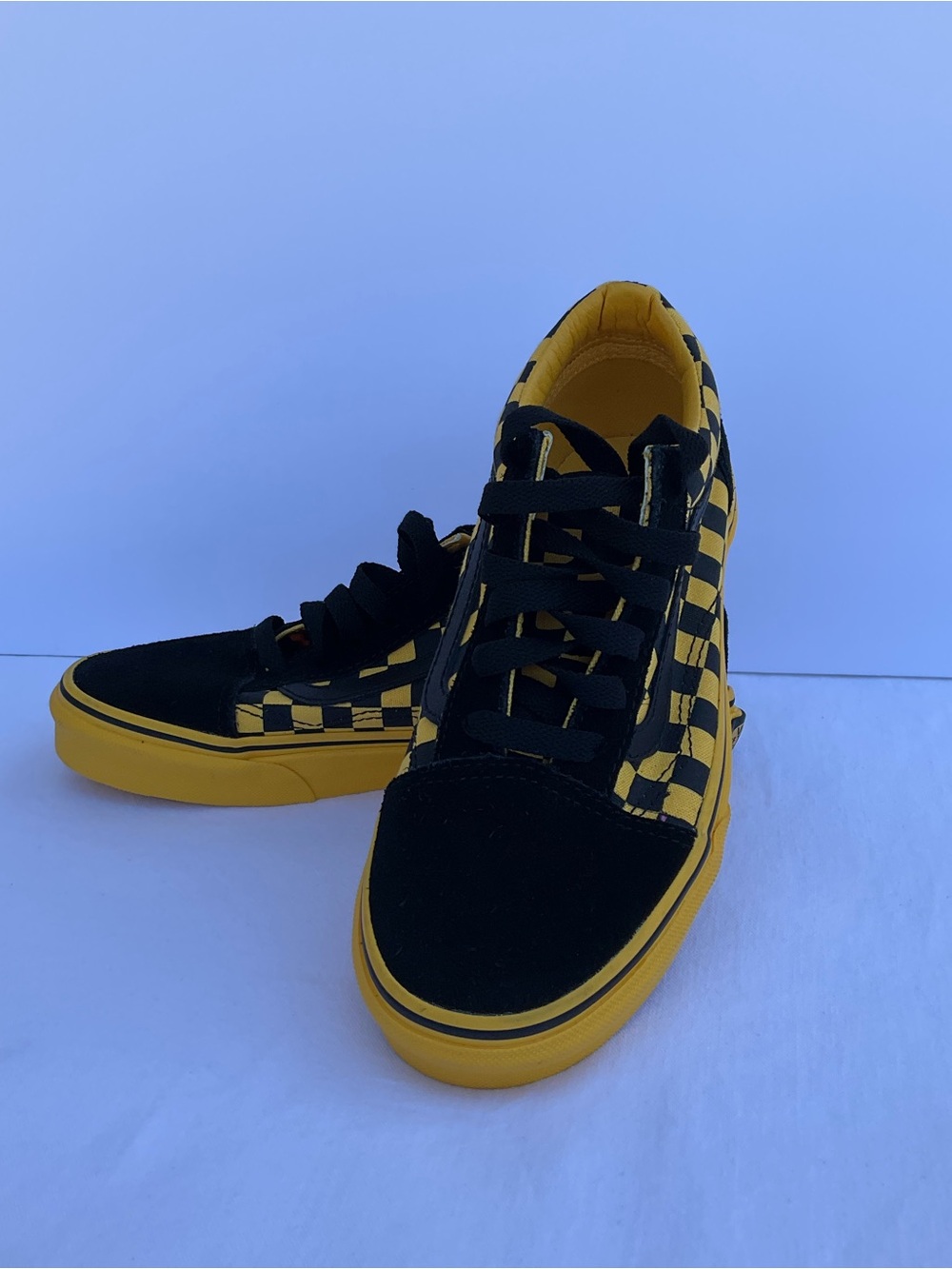 Vans Old Skool (Mono/Chech) Spctr Yellow/Black Sneakers Kids Size 3.5